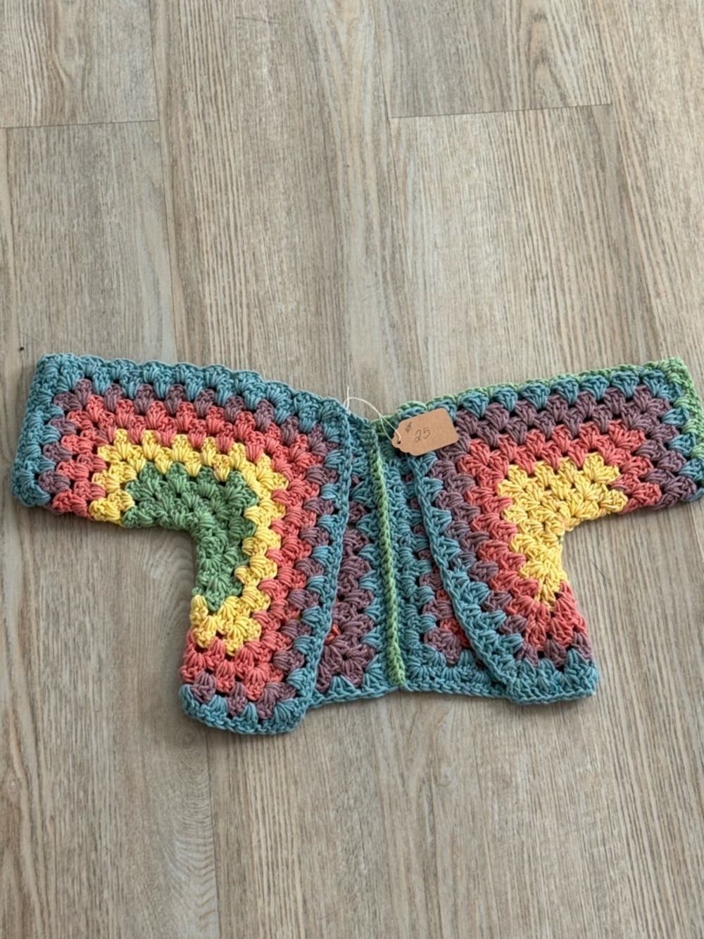 Handmade Kids Toddler Baby Crochet Cotton Cardigan Rainbow Shrug - Picture 2 of 4